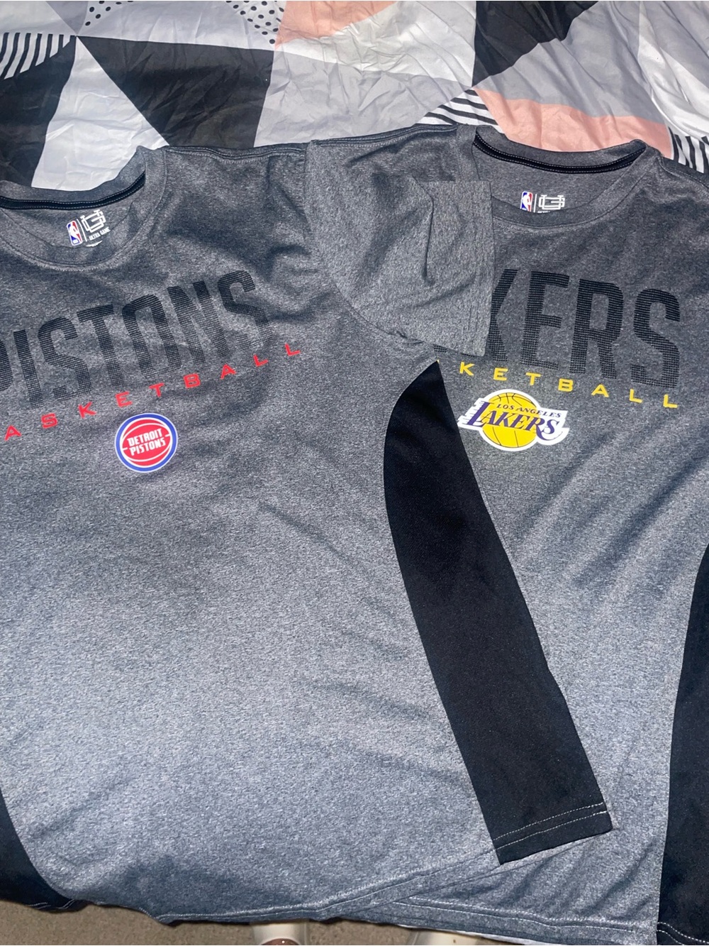 NBA mens Gray Basketball Team SHIRTS 2 - Lakers & Pistons Style